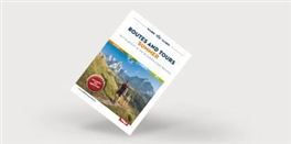 A brochure titled "Routes and Tours Summer". It features a picturesque mountain landscape with hikers.