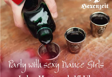 An invitation to a party with dancing. Drinks will be served and the event takes place every Monday starting at 5 PM.