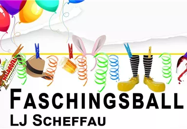 Ein fröhlicher Faschingsball mit bunten Luftballons und festlicher Dekoration. Zu sehen sind verschiedene Masken und kostümierte Elemente, die zur Feier einladen.