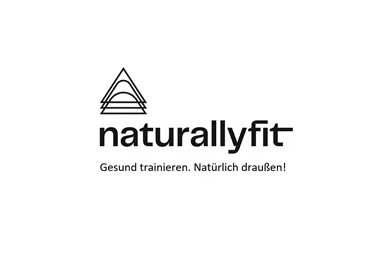 Logo of Naturallyfit with the slogan "Train healthy. Naturally outdoors!" The design is simple and modern.