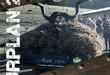 Tour plan 2024 for the Söllleuken Pass. A striking graphic design with a red fire or light effect on a black background.