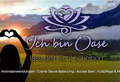 A person is shaping a heart with their hands in front of a scenic backdrop. The text emphasizes the themes of aroma applications and personal balance.