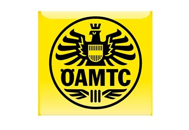 A yellow logo with a black eagle and the inscription "ÖAMTC". It represents the Austrian Automobile and Touring Club.