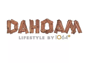A creative logo with the inscription "DAHCAAM" made of wood. Below it is "LIFESTYLE BY 1064°" in a clear font.