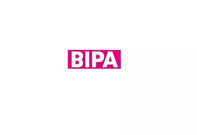 A logo of BIPA in bright pink. The background is simple and white.