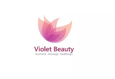 An elegant logo with a stylized blossom in soft shades of violet. It represents beauty care, massage, and nail design.