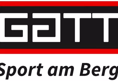 A logo of GATT, representing sports activities in the mountains. It features the slogan "Sport am Berg."