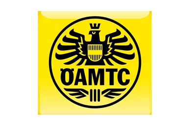 A yellow logo with a black eagle and the letters "ÖAMTC". It represents an automobile club in Austria.