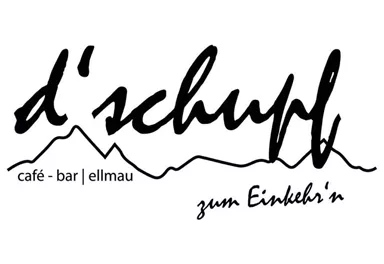A stylish logo for a café and bar called "d'schupf".
It is located in Ellmau and invites you to linger.