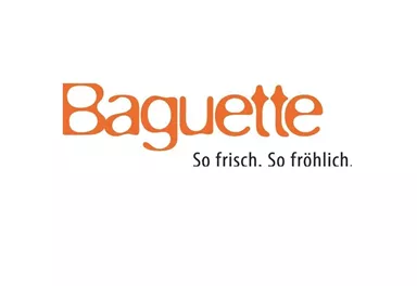 Logo of a baguette with the slogan "So fresh. So cheerful." in orange. It conveys freshness and joie de vivre.