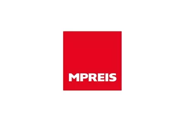 A simple red logo with the text "MPREIS" in white. The design is modern and clean.