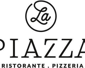 A logo for "La Piazza" with the addition "Ristorante . Pizzeria". It is designed to be simple and elegant.