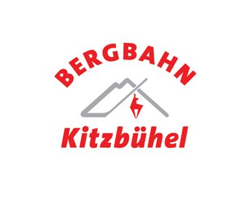 Ein Logo der Bergbahn Kitzbühel. Es zeigt den Namen in rot und grau mit einem stilisierten Gebirge.