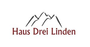 Das Logo zeigt den Schriftzug "Haus Drei Linden" in roter Schrift. Darüber sind stilisierte Berglinien abgebildet.