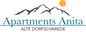 The logo of "Apartments Anita" features stylized mountains and a sun. It conveys a sense of coziness and connection to nature.