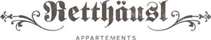 The logo features the inscription "Retthäusl Appartements" in an elegant, ornate font. It conveys a stylish and inviting impression.