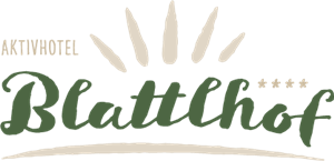 A logo of the Aktivhotel Blattlhof. It features the name in stylish font with decorative elements.
