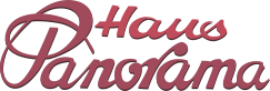 A stylish lettering with the inscription "House Panorama". The color scheme is in a soft pink on a black background.