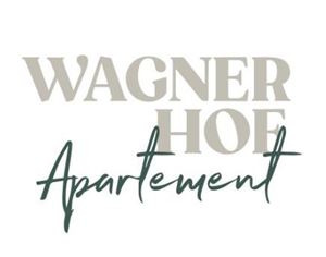 Ein modernes Logo mit dem Schriftzug "Wagner Hof Appartement". Die Schrift ist stilvoll und in verschiedenen Farben gestaltet.