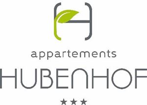 A stylized graphic featuring the inscription "Appartements Hubenhof" with a modern design. The logo symbolizes comfort and hospitality.