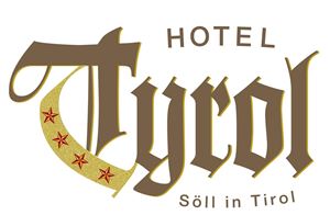Ein Logo des Hotels Tyrol in Söll, Tirol. Es zeigt den Namen "Tyrol" in stilisierter Schrift mit dekorativen Elementen.