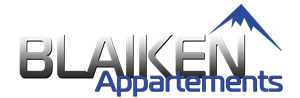 Eine moderne und einladende Schriftart mit dem Namen "BLAIKEN". Darunter steht "Appartements" in einem klaren, blauen Design.
