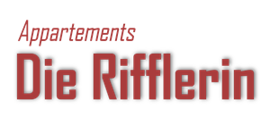 The image shows the inscription "Appartements Die Rifflerin". It is an appealing and modern font.