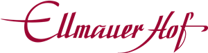 Das Logo von Ellmauer Hof zeigt einen eleganten Schriftzug in Rot. Es vermittelt einen Eindruck von Gastfreundschaft und Tradition.