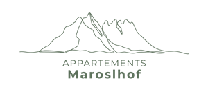 A stylized mountain landscape with curved lines. Below it is the inscription "Appartements Maroslhof".