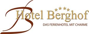 An elegant logo of the Berghof Hotel. It features the hotel's name in stylish fonts and emphasizes the charm of a vacation hotel.