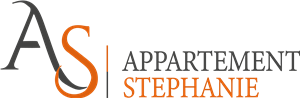 Ein modernes Logo für das Appartement Stephanie. Es zeigt die Buchstaben "AS" und den vollständigen Namen in stilvoller Schrift.