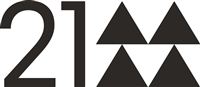 A modern logo featuring the number 21 and stylized triangular shapes. The colors are simple in black and white.
