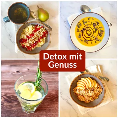 Healthy detox dishes in appealing bowls. Drinks and snacks are rich in nutrients and showcase fresh ingredients.
