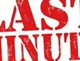 A red stamp with the inscription "LAST MINUTE". Ideal for last-minute offers or bookings.