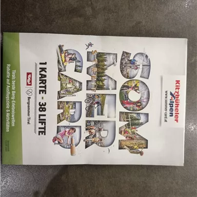 A brochure for the Kitzbühel Alps titled "Summer Card". It provides access to 38 recreational opportunities with a single card.