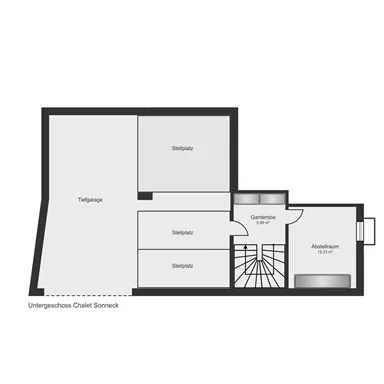 A simple floor plan representation of a house. The rooms are labeled with names such as "bedroom" and "storage room."