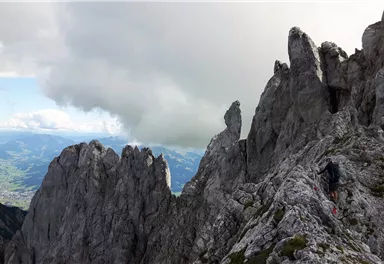 Ellmau_Kaiserschützen Klettersteig_Blick von der Gamshalt_Wilder Kaiser