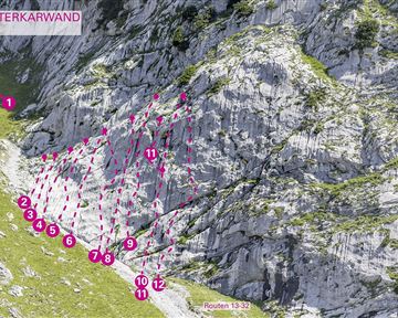 Scheffau_Topo Klettergarten Multerkarwand / Sektor Links_Wilder Kaiser