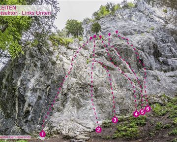 Söll_Topo Klettergarten Achleiten / Hauptsektor - Links Unten_Wilder Kaiser