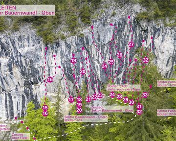 Söll_Topo Klettergarten Achleiten / Sektor Bauernwandl - Oben_Wilder Kaiser