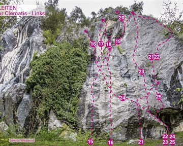 Söll_Topo Klettergarten Achleiten / Sektor Clematis - Links_Wilder Kaiser