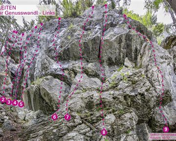 Söll_Topo Klettergarten Achleiten / Sektor Genusswandl - Links_Wilder Kaiser