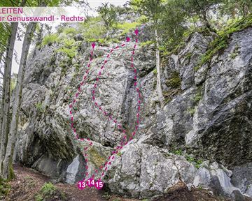 Söll_Topo Klettergarten Achleiten / Sektor Genusswandl - Rechts_Wilder Kaiser